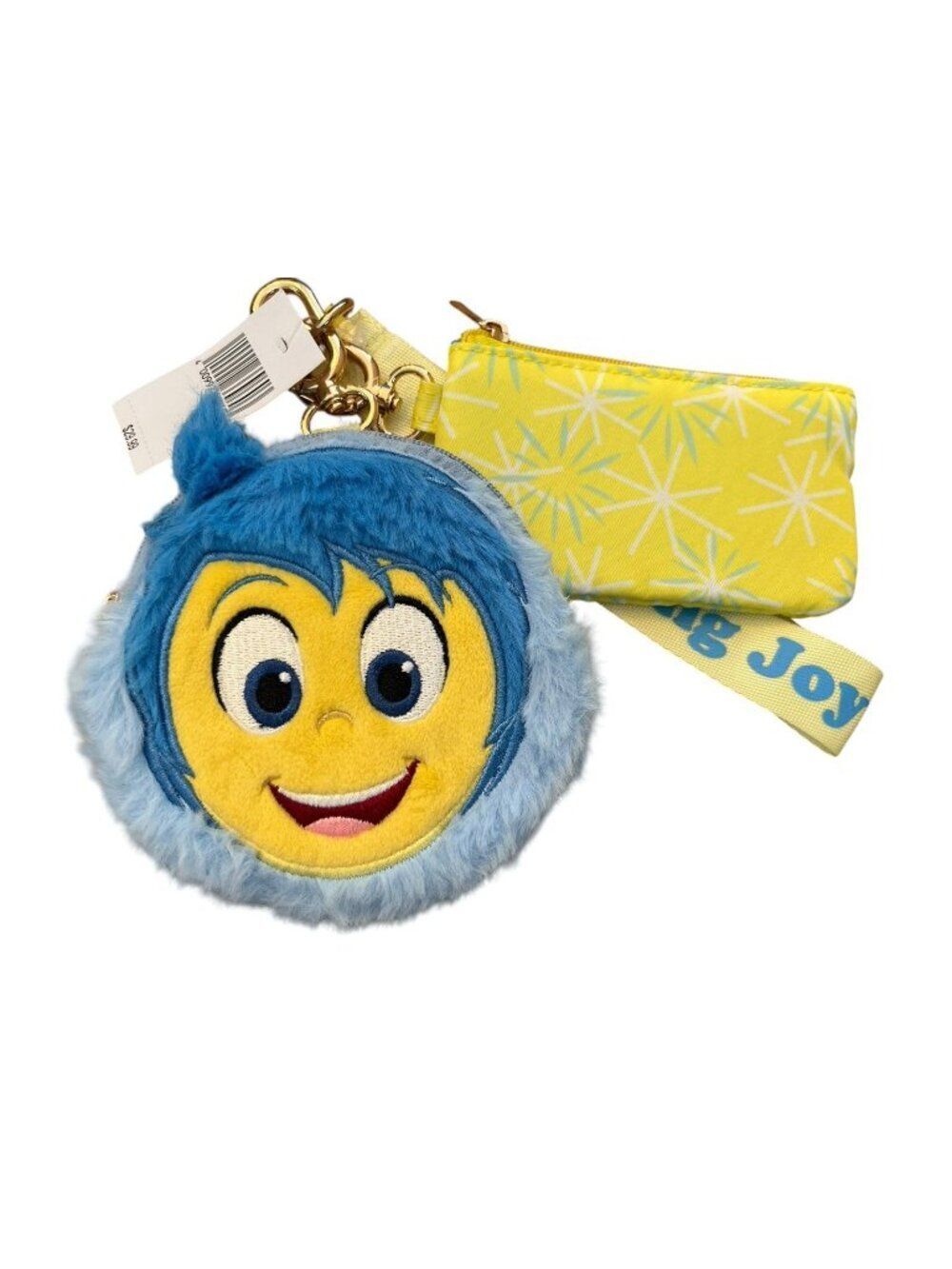 Disney Parks Pixar Inside Out 2 Joy Plush Keychain Bag Charm Wristlet NWT